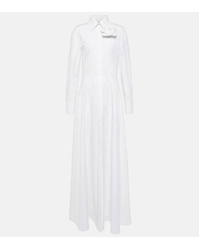 Valentino Applique Cotton Poplin Gown - White