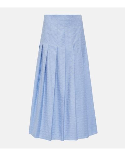 Gucci GG Supreme Oxford Cotton Midi Skirt - Blue