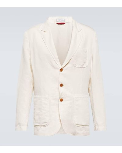 Brunello Cucinelli Linen And Cotton Blazer - White