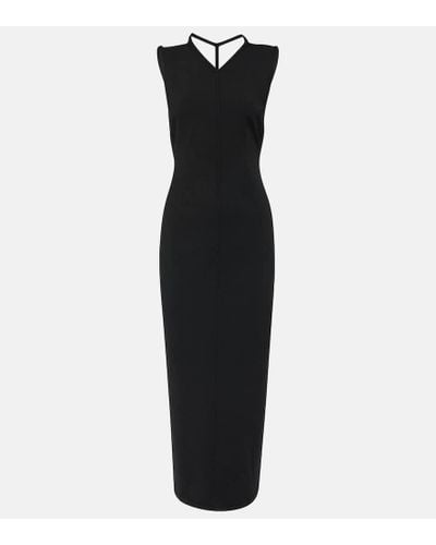 Khaite Terri Long Dress With V-Neck - Black