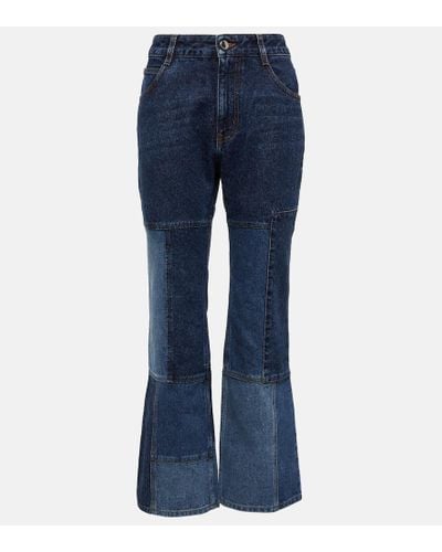 Chloé Jeans flared cropped con patchwork - Azul