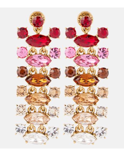 Oscar de la Renta Abstract Branch Embellished Drop Earrings - Multicolour