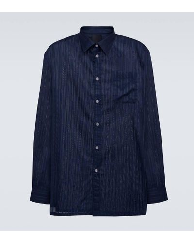 Givenchy Camisa de gasa de algodon a rayas - Azul