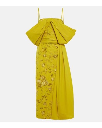 Erdem Evora Off-shoulder Embroidered Dress - Yellow