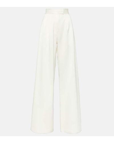 Alex Perry High-rise Satin Wide-leg Pants - White