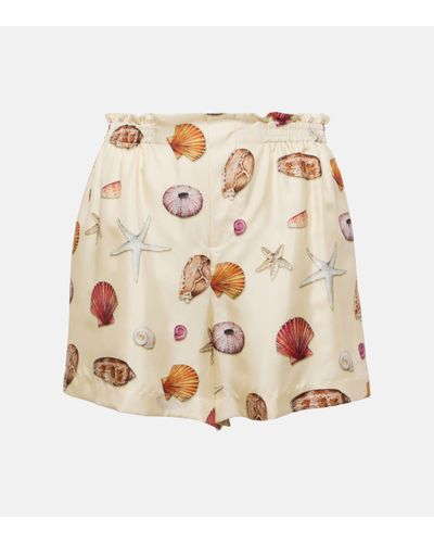 Chloé High-rise Printed Silk Shorts - Natural