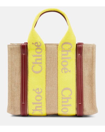 Chloé Chloe Woody Small Canvas Tote Bag - Yellow
