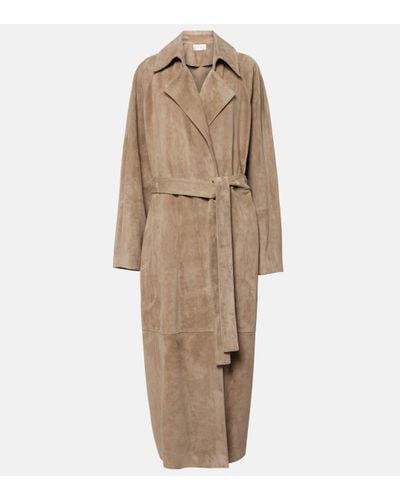 The Row Poseidone Suede Coat - Natural