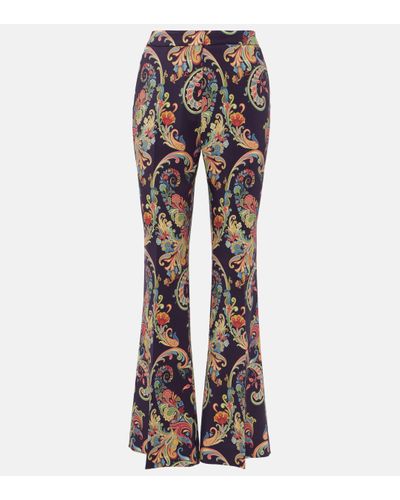 Etro Paisley High-rise Flared Trousers - Blue