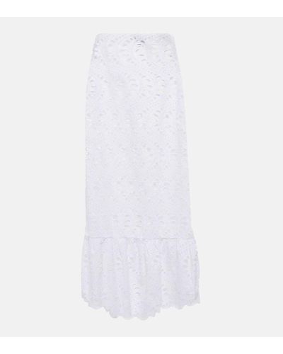 Giambattista Valli Broderie Anglaise Cotton Midi Skirt - White