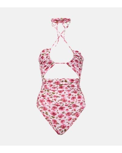 Magda Butrym Floral Halterneck Swimsuit - Pink