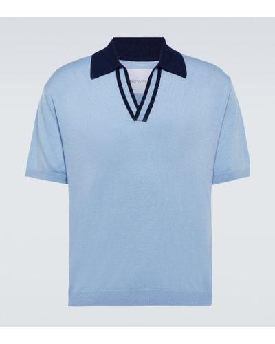 King & Tuckfield Wool Polo Shirt - Blue