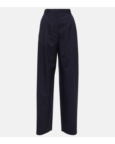 The Row Bufus High-rise Wool Trousers - Blue