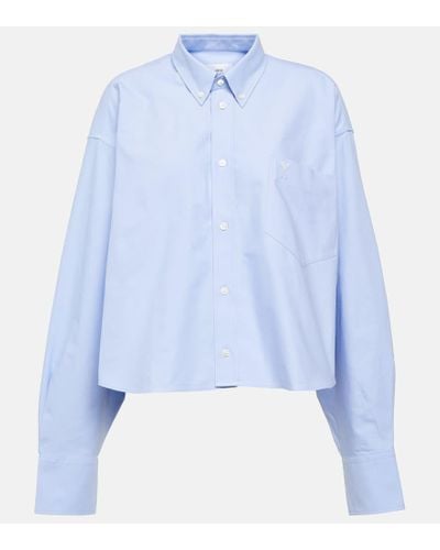 Ami Paris Cropped-Hemd Ami de Cour aus Baumwolle - Blau
