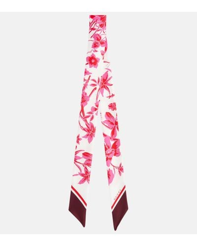 Gucci Floral Silk Scarf - Red