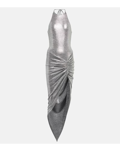 Alexandre Vauthier Metallic-effect Asymmetric Draped Midi Dress - Grey