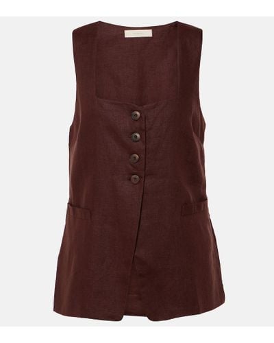 Faithfull The Brand Maya Linen Vest - Brown