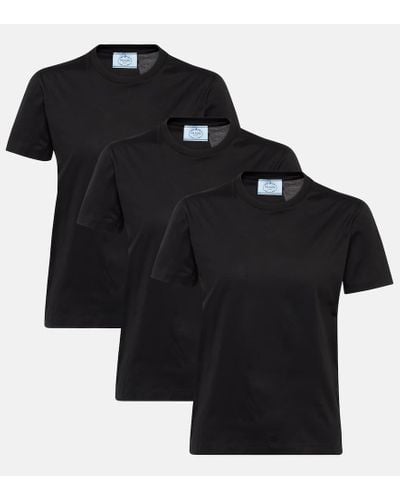 Prada Set de 3 camisetas de algodon - Negro