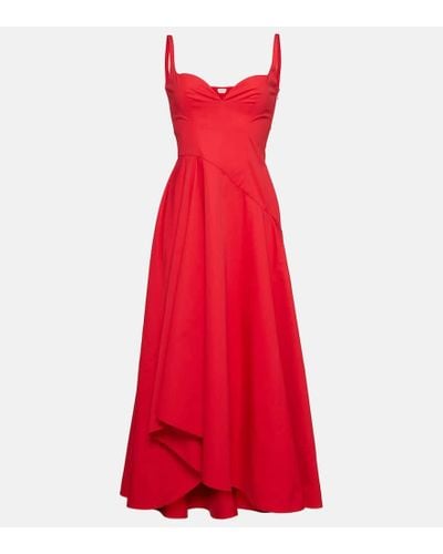 Alexander McQueen Asymmetric Midi Dress - Red