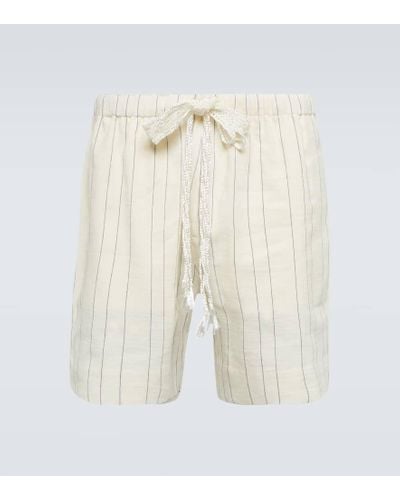 Wales Bonner Cassette Striped Linen And Cotton Shorts - White