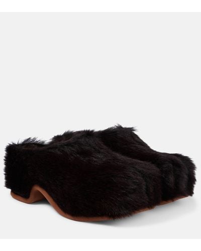 Dries Van Noten Faux Fur Clogs - Black