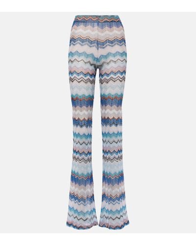Missoni Zig Zag Crochet Flared Trousers - Blue