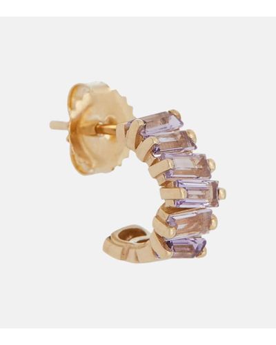 Suzanne Kalan Gia 14kt Gold Single Earring With Rose De France Amethysts - White