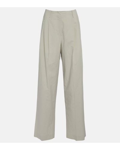 The Row Gaugin High-rise Wide-leg Cotton Trousers - Grey