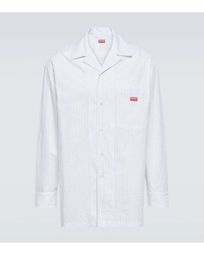 KENZO Pinstriped Cotton Poplin Shirt - White