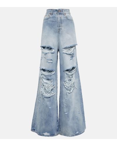 Vetements Distressed High-rise Jeans - Blue