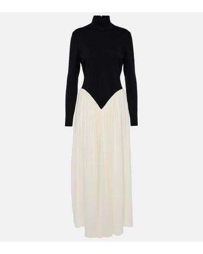 Chloé Pleated Wool-blend Maxi Dress - White