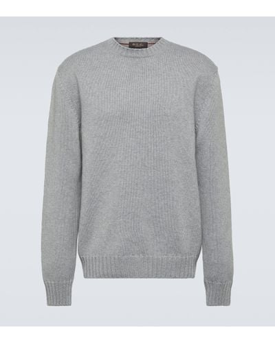 Loro Piana Pearse Leather-trimmed Cashmere Jumper - Grey