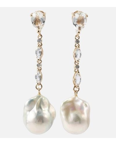 Mateo 14kt Gold Earrings With Pearls And Topaz - White