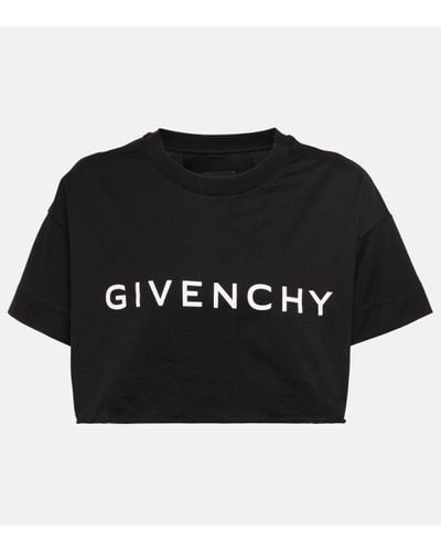 Givenchy T-shirt raccourci en coton a logo - Noir