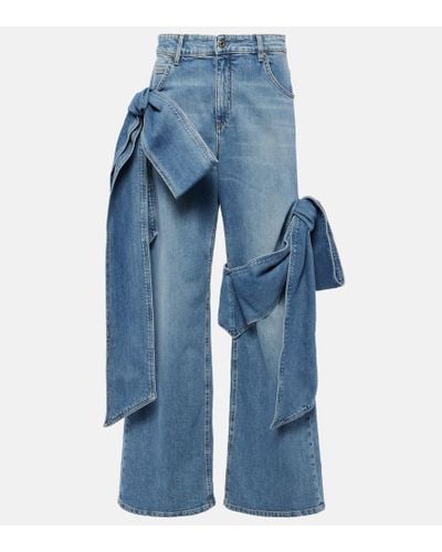 Blumarine Jeans rectos de tiro alto con lazos - Azul