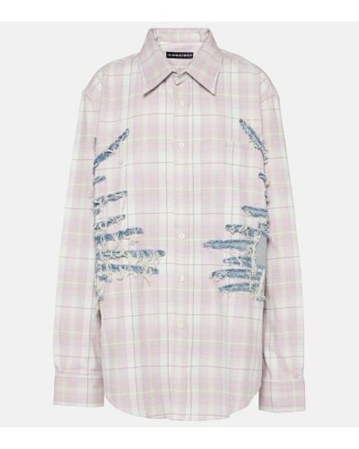Y. Project Whisker Checked Flannel Shirt - White