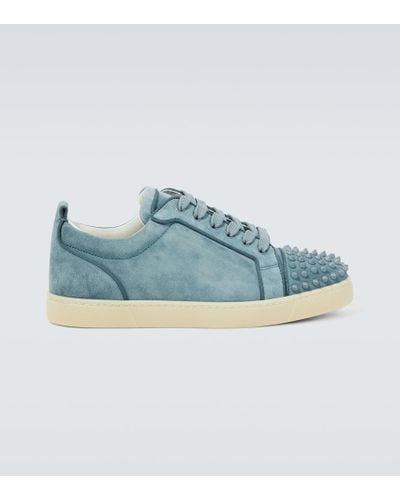 Christian Louboutin Louis Junior Spikes Suede Sneakers - Blue