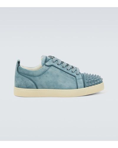 Christian Louboutin Sneakers Louis Junior Spikes aus Veloursleder - Blau