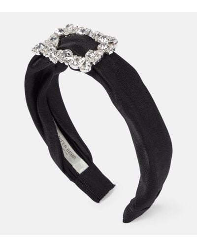 Jennifer Behr Elise Embellished Silk Headband - Black