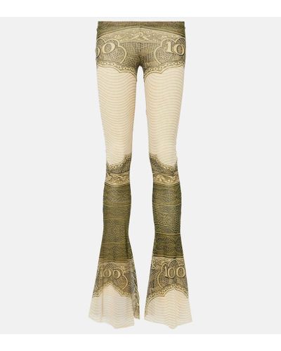 Jean Paul Gaultier Printed Flared Pants - Green