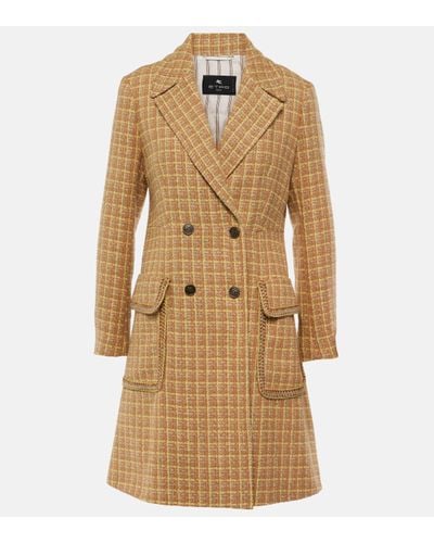 Etro Prince Of Wales Wool-blend Coat - Natural