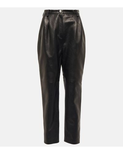 Magda Butrym High-rise Tapered Leather Trousers - Black