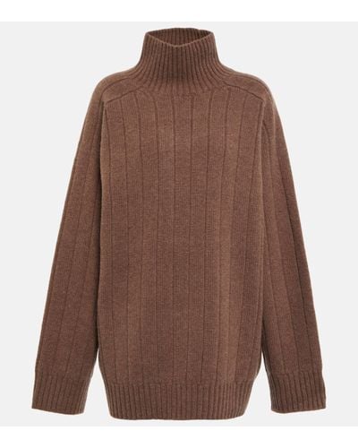 Totême Ribbed-knit Wool-blend Turtleneck Jumper - Brown