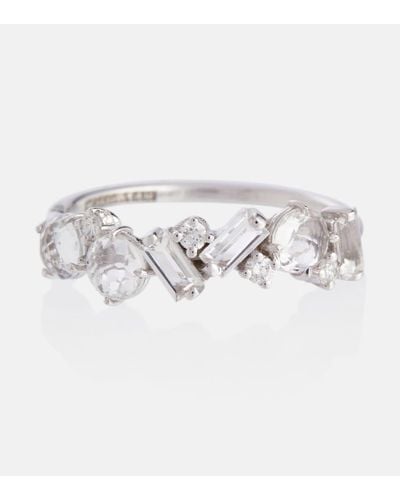 Suzanne Kalan Ring Amalfi aus 14kt Weissgold mit Diamanten und Topasen - Weiß