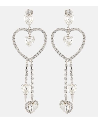 Alessandra Rich Embellished Pendant Earrings - White