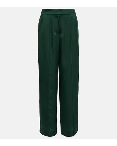 Jonathan Simkhai Pantalones anchos Kyra de saten - Verde