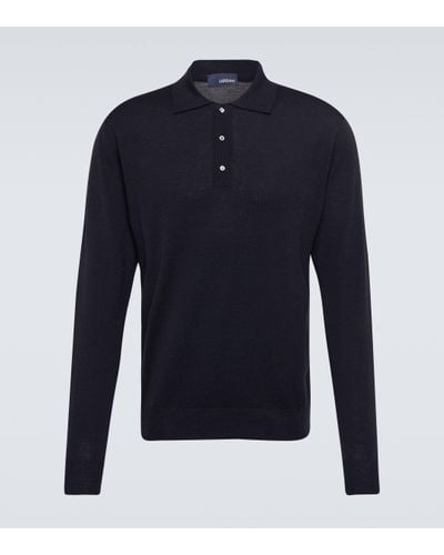 Lardini Wool, Cashmere And Silk Polo Jumper - Blue