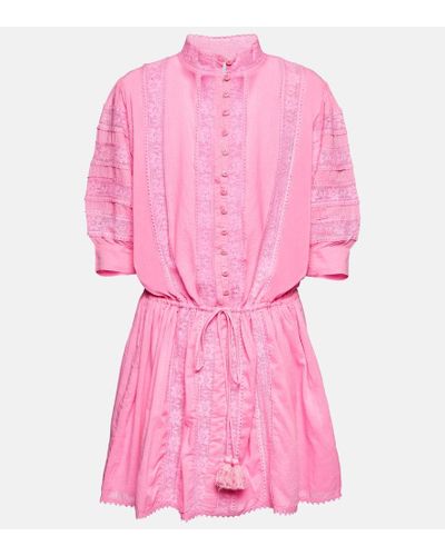 Melissa Odabash Rita Embroidered Cotton Minidress - Pink