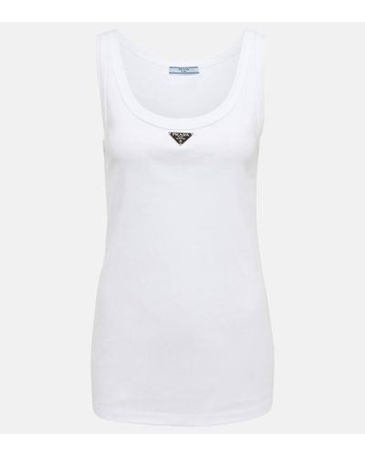 Prada Camiseta sin mangas con logotipo - Blanco