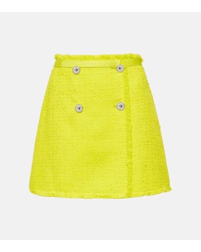 Versace Mini-jupe en tweed de coton melange - Jaune